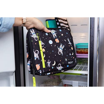 PackIt Freezable Classic Lunch Box, Spaceman, Built with EcoFreeze Technology, Collapsible, Reusable, Zip Closure With Zip Front Pocket and Buckle Handle, Perfect for School Lunches