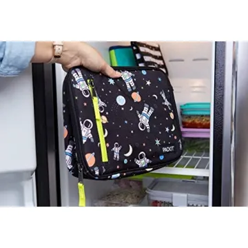 PackIt Freezable Classic Lunch Box, Spaceman, Built with EcoFreeze Technology, Collapsible, Reusable, Zip Closure With Zip Front Pocket and Buckle Handle, Perfect for School Lunches