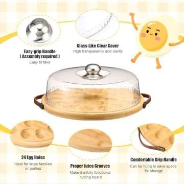 Havawish Easter Wood Deviled Egg Platter with Lid - Stylish & Functional