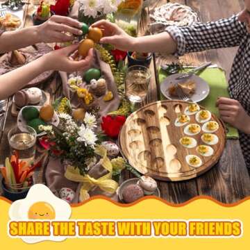 Havawish Easter Wood Deviled Egg Platter with Lid - Stylish & Functional