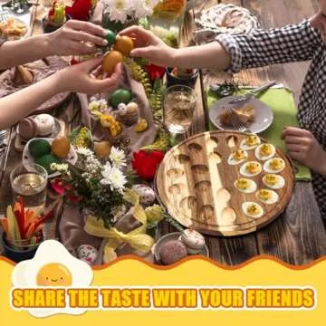 Havawish Easter Wood Deviled Egg Platter with Lid - Stylish & Functional