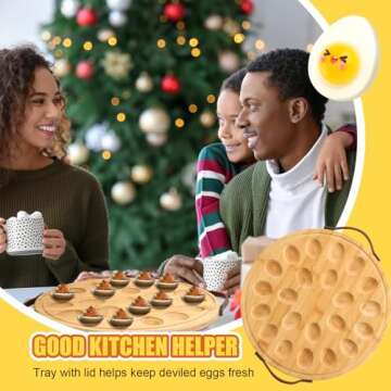 Havawish Easter Wood Deviled Egg Platter with Lid - Stylish & Functional