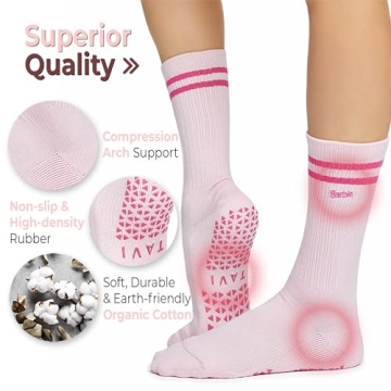 TAVI NOIR Grip Kai Socks in Barbie Blush/Pink Stripe
