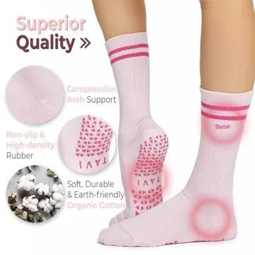 TAVI NOIR Grip Kai Socks in Barbie Blush/Pink Stripe