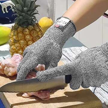 DEYAN Cut Resistant Gloves - 2 Pairs Food Grade Safety Cutting Gloves, Level 5 Protection, Used for Meat Cutting, Oyster Shucking, Wood Carving, Gardening (Medium)
