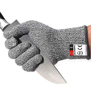 DEYAN Cut Resistant Gloves - 2 Pairs Food Grade Safety Cutting Gloves, Level 5 Protection, Used for Meat Cutting, Oyster Shucking, Wood Carving, Gardening (Medium)