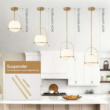 Youngrender Gold Globe Pendant Light Fixture - Adjustable Style