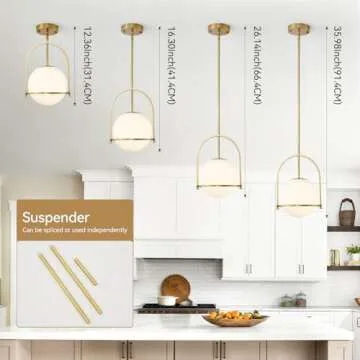 Youngrender Gold Globe Pendant Light Fixture - Adjustable Style
