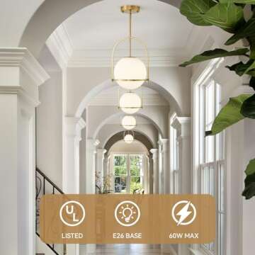 Youngrender Gold Globe Pendant Light Fixture - Adjustable Style