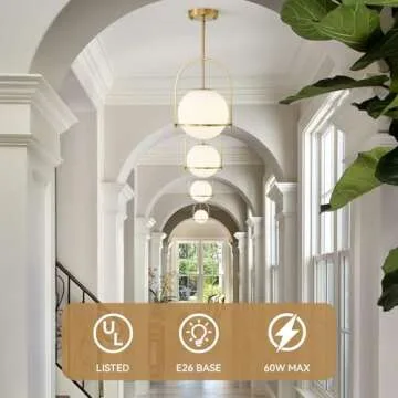 Youngrender Gold Globe Pendant Light Fixture - Adjustable Style