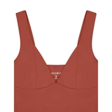 REORIA Women's Summer Sexy Casual Deep V Neck Sleeveless Slim Fit Cropped Corset Cami Fashion Trendy Y2k Going Out Crop Tank Tops Rusty Red Small