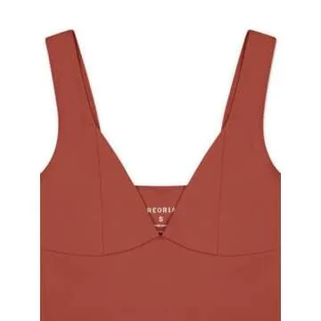 REORIA Women's Summer Sexy Casual Deep V Neck Sleeveless Slim Fit Cropped Corset Cami Fashion Trendy Y2k Going Out Crop Tank Tops Rusty Red Small