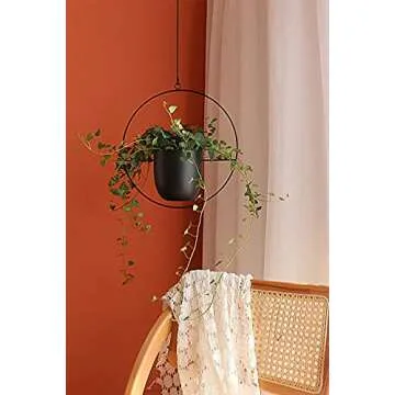 ABETREE 2 Pcs Hanging Planters for Indoor and Outdoor Plants with Hooks and Chains Metal Modern Wall Ceiling Planter Hangers Minimalist Flower Pot Holder Basket for Home Decor,Black