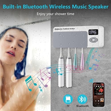 AONCO Toothbrush Holder with Bluetooth Speaker