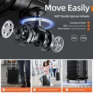 SHOWKOO Luggage Set Expandable Durable Suitcase with TSA Lock