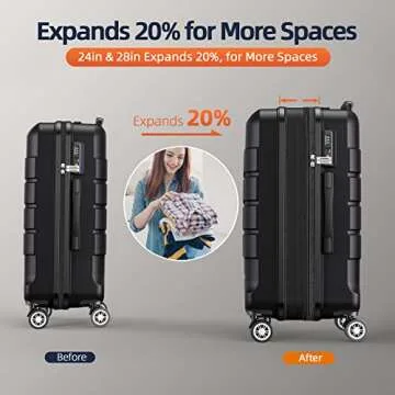SHOWKOO Luggage Set Expandable Durable Suitcase with TSA Lock