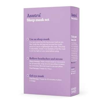 ASUTRA Silk Eye Pillow for Sleep, Black - Filled w/Lavender Buds & Flax Seeds, Weighted Eye Mask, Meditation & Light Blocking Blindfold, Cooling Gel Mask Included