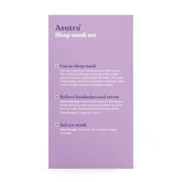 ASUTRA Silk Eye Pillow for Sleep, Black - Filled w/Lavender Buds & Flax Seeds, Weighted Eye Mask, Meditation & Light Blocking Blindfold, Cooling Gel Mask Included