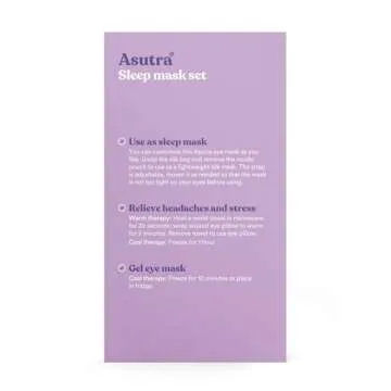 ASUTRA Silk Eye Pillow for Sleep, Black - Filled w/Lavender Buds & Flax Seeds, Weighted Eye Mask, Meditation & Light Blocking Blindfold, Cooling Gel Mask Included