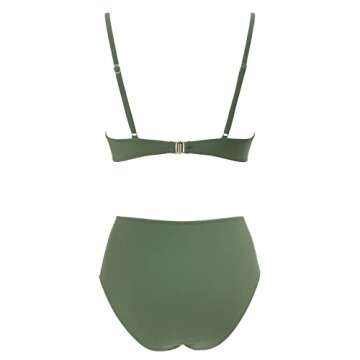 SUUKSESS Women Twist High Waisted Bikini Push Up Two Piece Swimsuits Sexy Bathing Suits (Army Green, S)