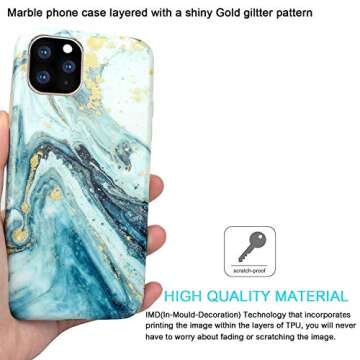 JIAXIUFEN Compatible with iPhone 11 Pro Max Case Gold Sparkle Glitter Marble Slim Shockproof Flexible Bumper TPU Soft Silicone Cover Phone Case for iPhone 11 Pro Max Blue