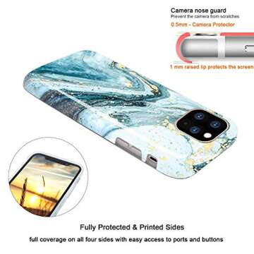 JIAXIUFEN Compatible with iPhone 11 Pro Max Case Gold Sparkle Glitter Marble Slim Shockproof Flexible Bumper TPU Soft Silicone Cover Phone Case for iPhone 11 Pro Max Blue