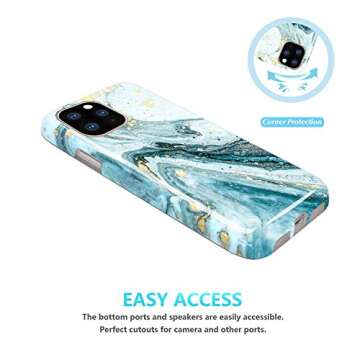 JIAXIUFEN Compatible with iPhone 11 Pro Max Case Gold Sparkle Glitter Marble Slim Shockproof Flexible Bumper TPU Soft Silicone Cover Phone Case for iPhone 11 Pro Max Blue