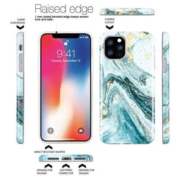 JIAXIUFEN Compatible with iPhone 11 Pro Max Case Gold Sparkle Glitter Marble Slim Shockproof Flexible Bumper TPU Soft Silicone Cover Phone Case for iPhone 11 Pro Max Blue