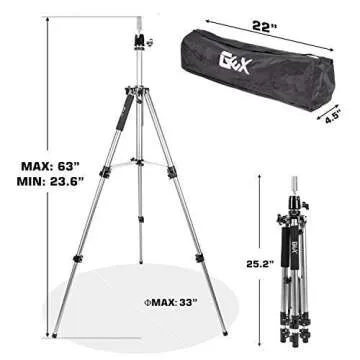 gexworldwide GEX 63" Heavy Duty Mannequin Tripod Stand Wig Stand for Wig Mannequin Head Training Doll Manikin Head for Cosmetology Hairdressing with Travel Bag (Bright Silver(Version 2.0))