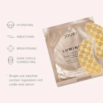Jouer Luminize Dark Circle Correcting & Smoothing Eye Patches, Caffeine Eye Patch for Dark Circles and Puffiness, Under Eye Mask Patch for Wrinkles