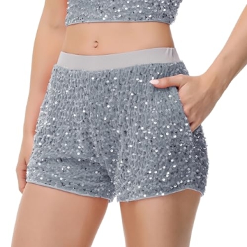Anna-Kaci Sparkly Sequin Shorts with Pockets for Parties