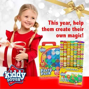 Kiddy Dough Party Pack - 80 Colorful Containers of Soft, Non-Toxic Mini PlayDough for Creative Fun -...