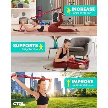 Stretching Strap with Loops - Non Elastic Stretch Band for Physical Therapy, Yoga Strap for Stretching Equipment, Stretch Bands for Exercise and Flexibility - Fascia, Hamstring and Leg Stretcher Belt