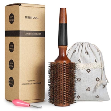 BESTOOL Round Brush for Blow Drying, Round Hair Brush for Women or Men, Boar Bristle Large Round Hai...