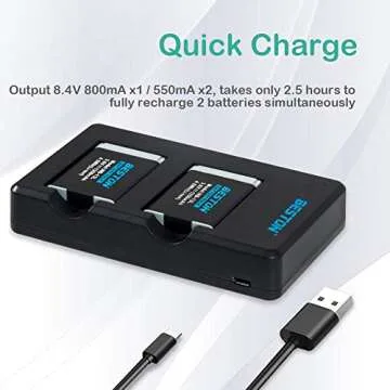 BESTON 2-Pack NB-13L Batteries & Dual USB Charger