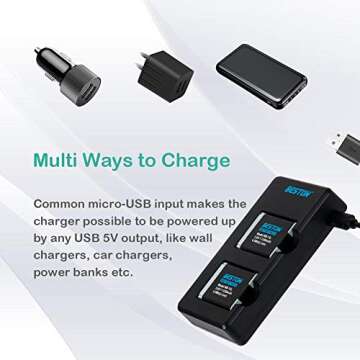 BESTON 2-Pack NB-13L Batteries & Dual USB Charger
