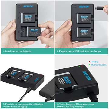 BESTON 2-Pack NB-13L Batteries & Dual USB Charger