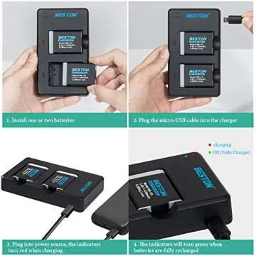 BESTON 2-Pack NB-13L Batteries & Dual USB Charger
