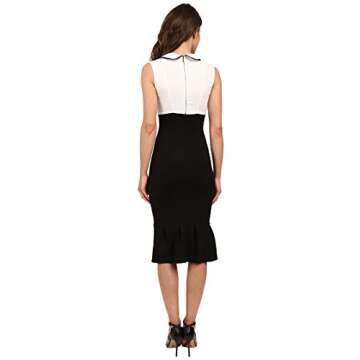 Unique Vintage Women's 1950s Retro Pencil Dress in White & Black