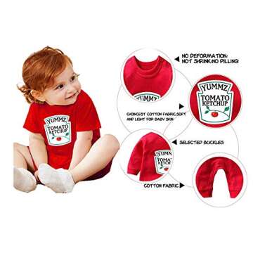 YSCULBUTOL Baby Twins Bodysuit Yummz Tomato Ketchup Mustard Twin Set Infant Girls Romper Baby Boys Outfits(KM-S3M Twins)