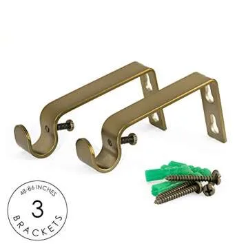 Ivilon Window Curtain Rod - Edge Style Drapery Treatments, 48 to 86 Inch. Color Warm Gold