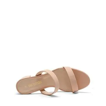 Stylish DREAM PAIRS Two Strap Open Toe Block Heels
