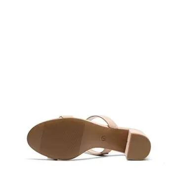 Stylish DREAM PAIRS Two Strap Open Toe Block Heels