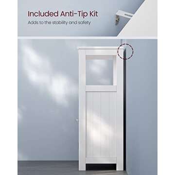 VASAGLE Bathroom Floor Cabinet, Bathroom Storage Cabinet, Freestanding, with Double Shutter Doors and Adjustable Shelf, for Bathroom, Living room, Entryway, Kitchen, White UBBC40WT