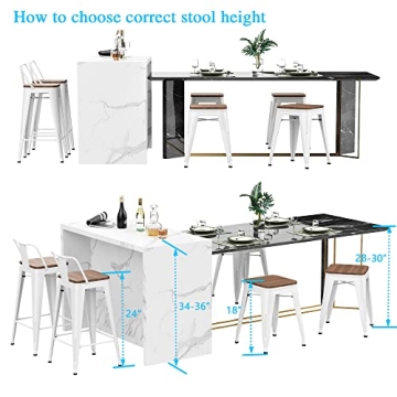 Andeworld 18 Inch Industrial Metal Wooden Stools Set of 4