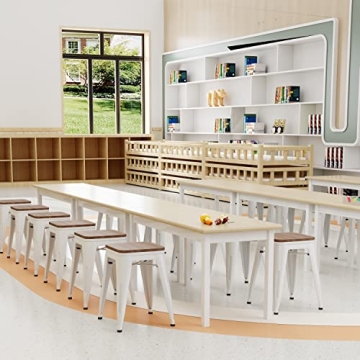 Andeworld 18 Inch Industrial Metal Wooden Stools Set of 4