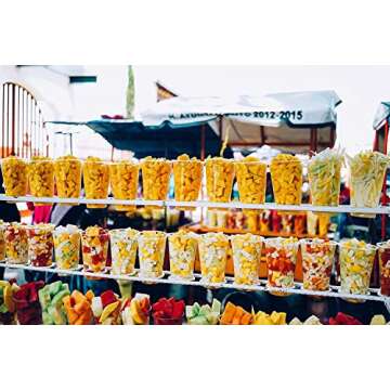 TashiBox Plastic Cups with Flat Lids 100 Sets 16 oz, Clear Crystal drink cups with lids