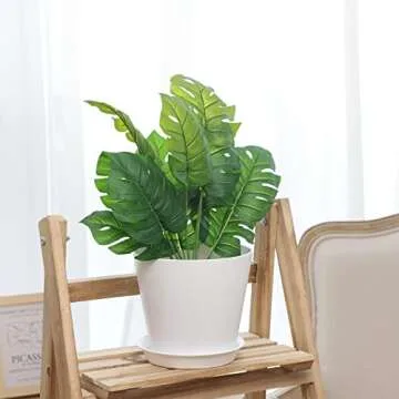 Whonline 8 Pack Plastic Plant Pots，8/7/6.5/6/5.5/5/4.5/4 Inch Flower Pots for Indoor Plants，Modern Planters with Drainage Holes and Trays for All House Plants.