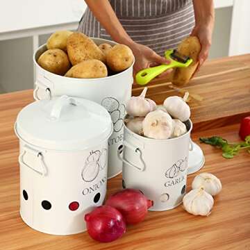 Vintage Potato Onion Storage Canisters Set - Stylish Organization