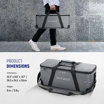 Neewer Carrying Bag with Shoulder Strap, Handle, Movable Foam Padded for Studio Light CB300B CB200B FS150B CB100C CB60B RGB CB60 MS60B MS60C MS150B Vision 4 ML300 52cm Tripod Stand, Travel Case, PB6,